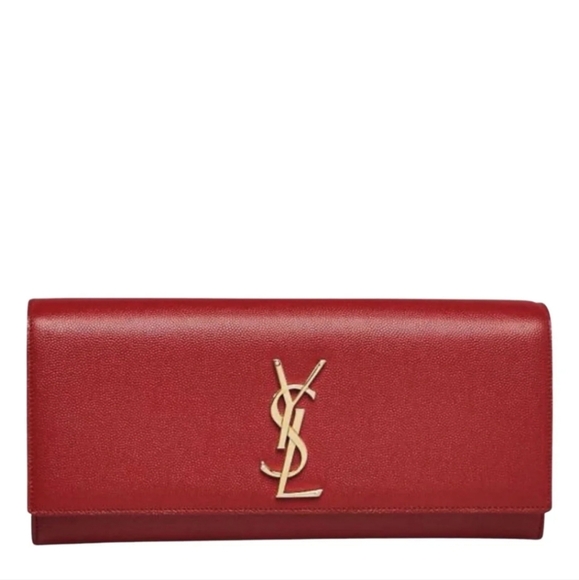 YSL SAINT LAURENT MONOGRAM CLUTCH CASSANDRE IN GRAINED POUR Kate Red!!! - Picture 3 of 10